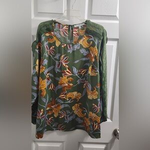 Fever Olive Green Floral Tunic with Yellow & Lavender Print